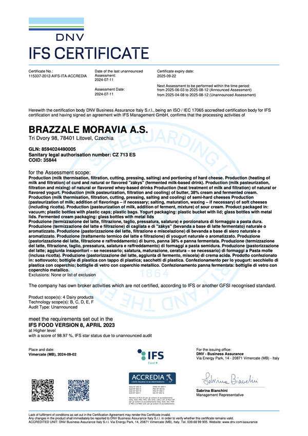 IFS Food - Brazzale Moravia a.s.